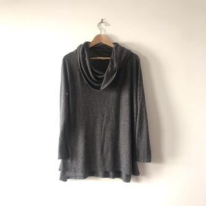 Cherish Turtleneck with Convertible Neckline in Melange Grey Lightweight Size M
